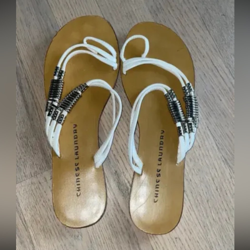 Chinese laundry sandals white leather